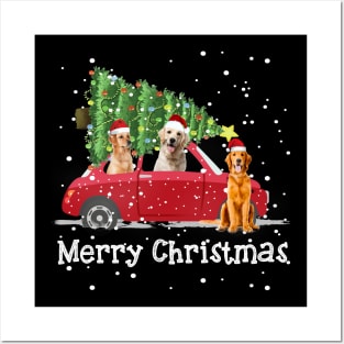 Funny Nova Scotia Duck Tolling Retriever Rides Car Red Truck Christmas - Merry Christmas Dog Posters and Art